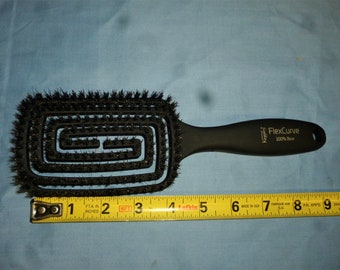 Ladies Hair Brush 100% Boar Bristle Flex Curve Vented head Black  New in Box