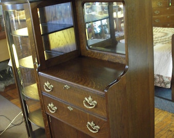 Antique Oak China Cabinet Ornate 1900's Buyer to Pay and Contract
