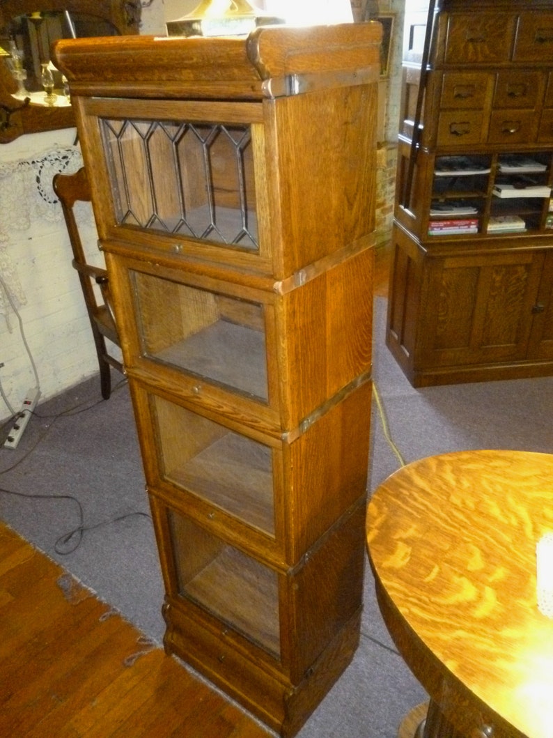 Antique Quarter Sawn Oak Bookcase Stacking Macey Globe Etsy