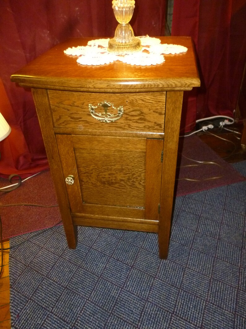 Antique Oak nightstand end table washstand 1900's Etsy