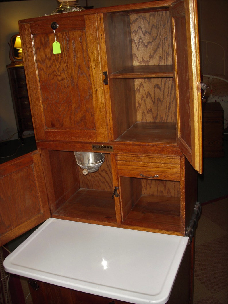 Antique Oak Hoosier Style Kitchen 1/2 Size 26 Etsy