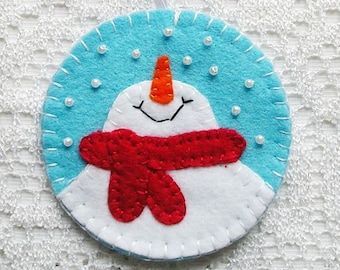 Christmas, tree ornaments, felt snowman, home decor, felt christmas ornaments,  felt ornament, embroidery handmade, PRICE PER 1 ITEM