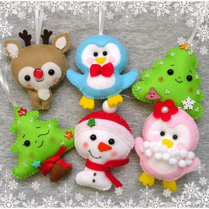 Christmas ornament, felt ornament, Christmas tree, cute Christmas gift, snowman, deer, reindeer, handmade gift, embroidery