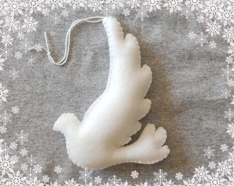 Dove, Bird Felt Ornament, Bird Hanging, Handmade Decor, White Dove, PRICE PER 1 ITEM