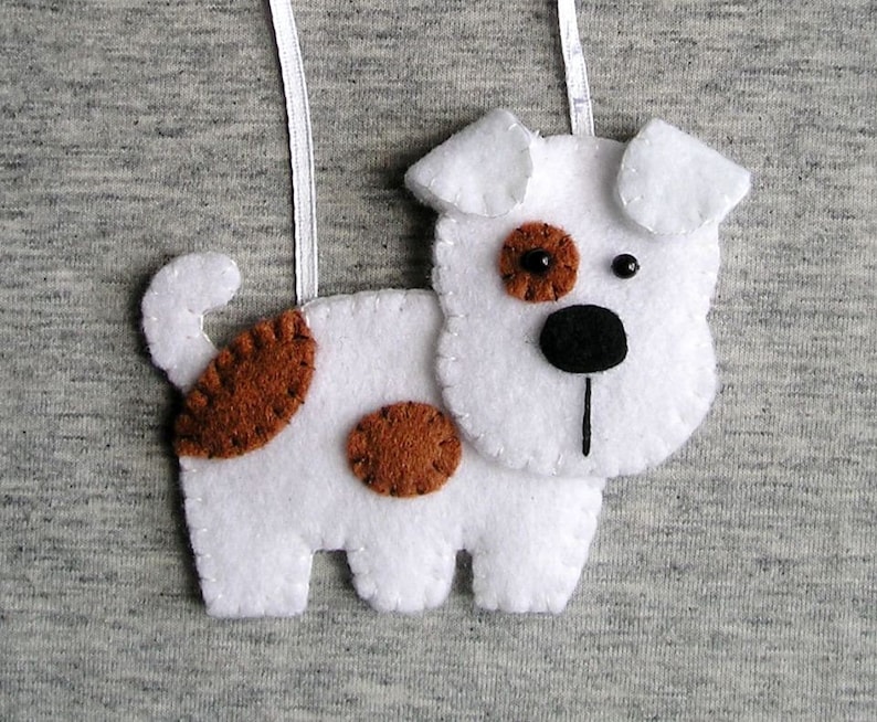 Felt Dog Ornament Felt Animals Cute Dog Russell Terrier Etsy