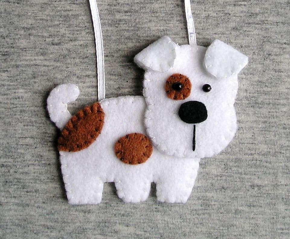 Felt Dog Ornament Felt Animals Cute Dog Russell Terrier Etsy