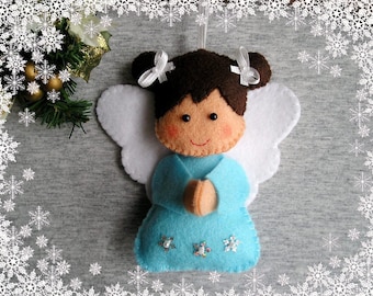 Personalized Felt Angel Ornament, Christmas Decor Handmade, Christmas Gift, Angel Figurine