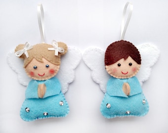 Felt Angel Ornament, Christmas Decor Handmade, Christmas Gift, Angel Figurine, Angel Girl, Angel Boy