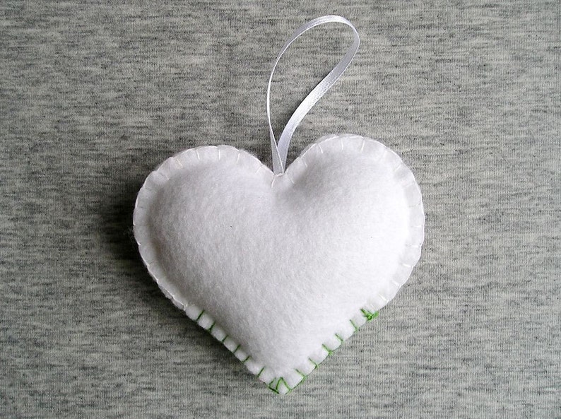 Felt Heart Felt Ornament Felt Flowers Red heart White Heart Valentines Day Gift Easter Decor Handmade Embroidery Gift Idea image 4