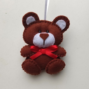 Brown Felt Bear Ornament, Cute Bear Toy, Stuffed Bear, Felt Animal, Home Decor, Nursery Decor, Cute Bear Gift