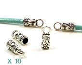 10 embouts a coller pour cordon de 3 mm métal argenté vieilli