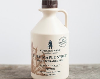 Pure Organic Maple Syrup, 1L. Unblended & Single Forest from Quebec, Canada.