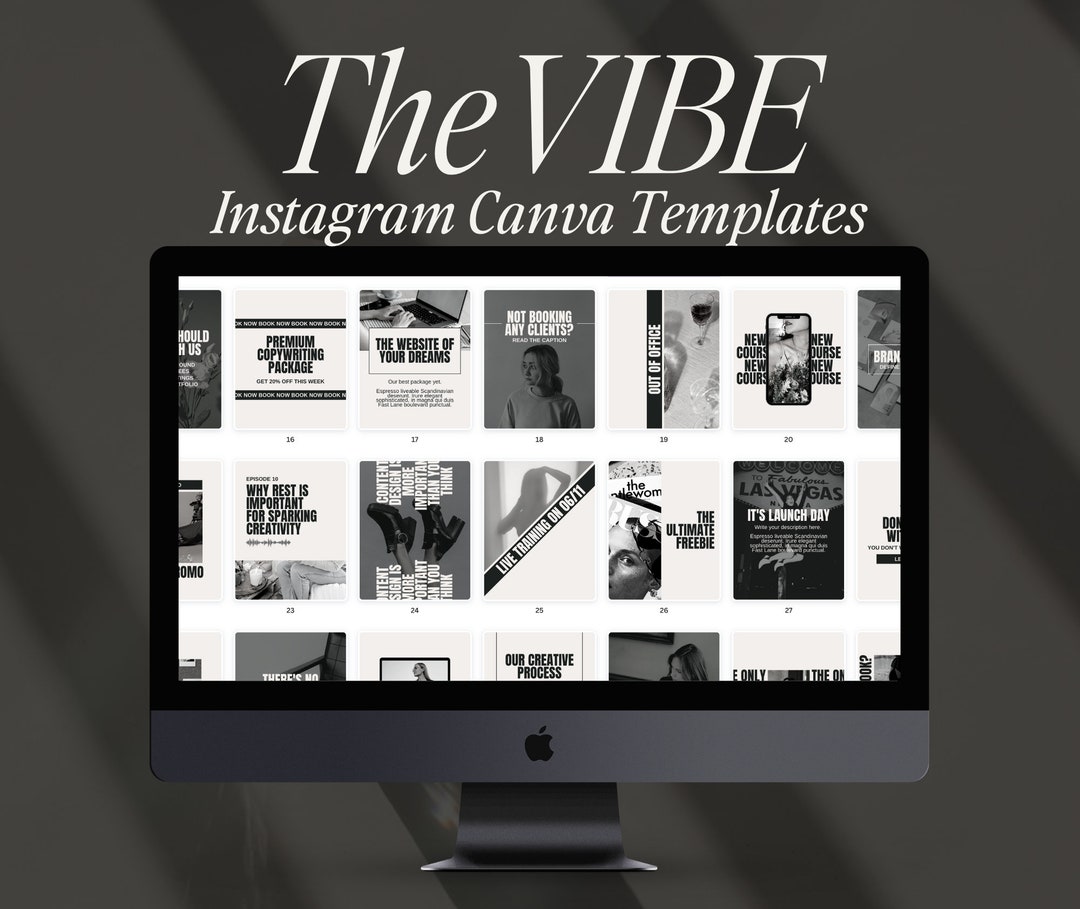 Black and White Canva Templates for Instagram Vibey Small Etsy