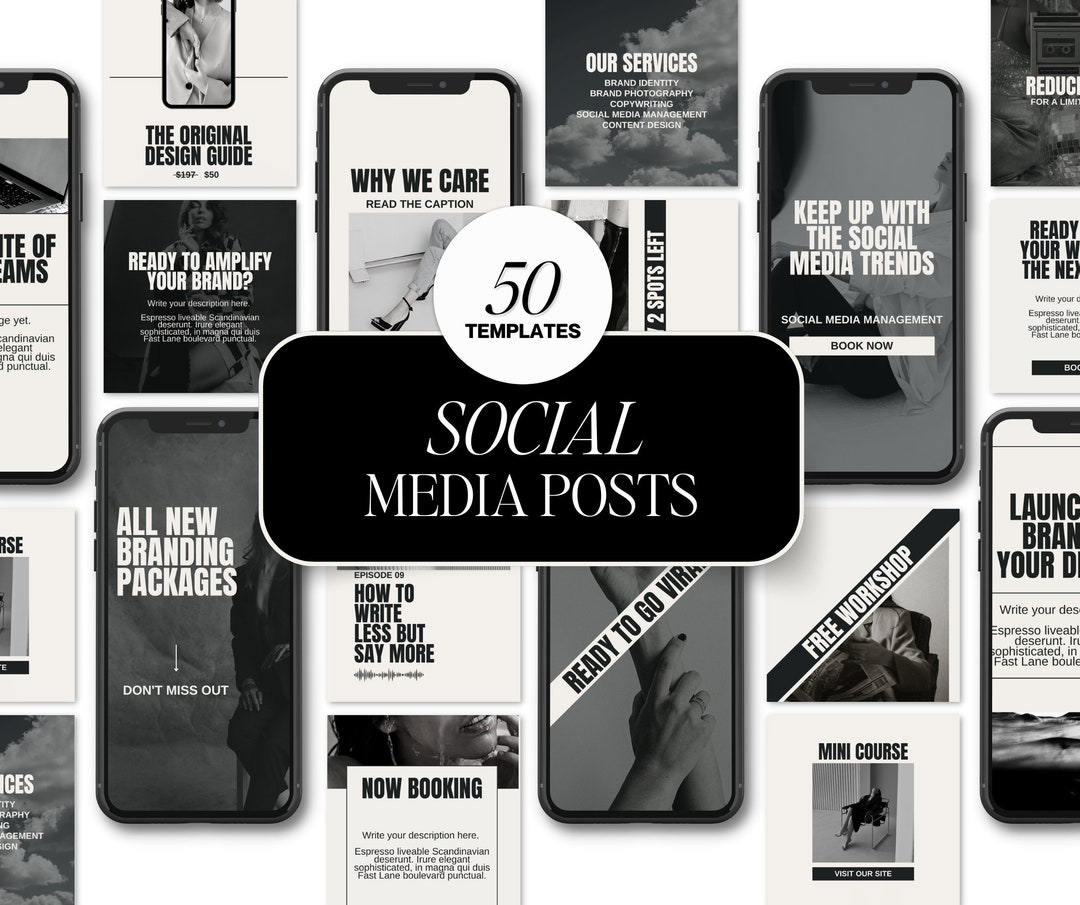 Black and White Canva Templates for Instagram Vibey Small Business Bold