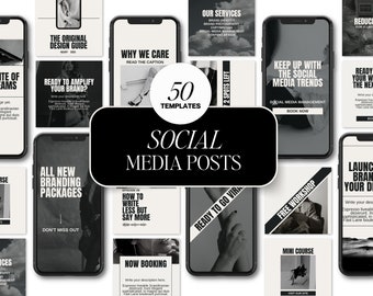 Black and White Canva Instagram Templates Small Business Bold Templates for Entrepreneurs Coaches Pinterest Templates Luxe Aesthetic
