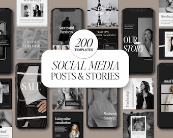 Modern Instagram Template for Instagram Posts and Stories Bundle  and 200 Aesthetic IG Canva Templates IG Pretty Insta Graphics