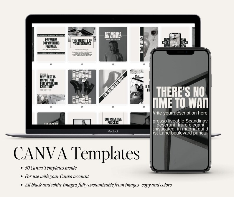 Black and White Canva Templates for Instagram Vibey Small Etsy