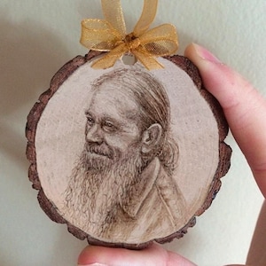 Customized Wood Burned Portrait Ornament