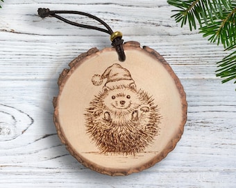 Hedgehog Wood Burned Ornament