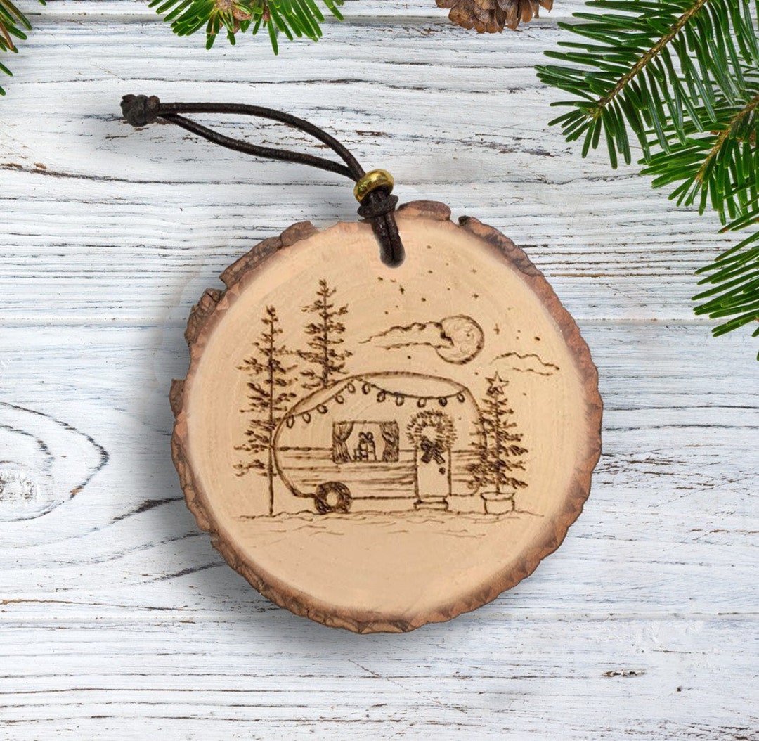 Christmas Camper Wood Burned Ornament - Etsy