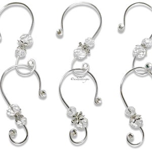 Beaded Silver Ornament S Shaped Hooks, Set of 6