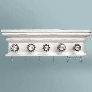 Necklace Hanger for Walls, Handcrafted Rhinestone Knobs, Organizer is 12 Inches Wide