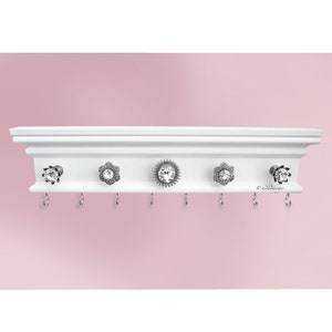 White Necklace Storage, 16 Inches Wide, Handcrafted Organizer