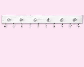Necklace Rack, 16 Inches Wide, Wall Mounted Jewelry Holder with Rhinestone Details