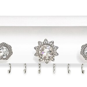 Necklace Hanger Shelf, 16 x 3 Inches, Handcrafted Rhinestone Knobs