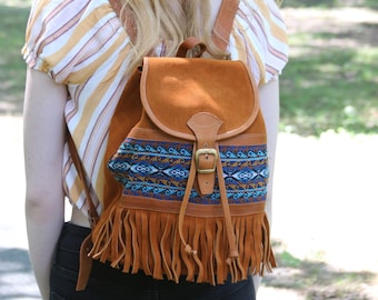 CHUSPA / Mochila Piel + Tapiz, Artesanal