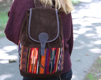 KARA / Mochila Piel + Tapiz, Artesanal