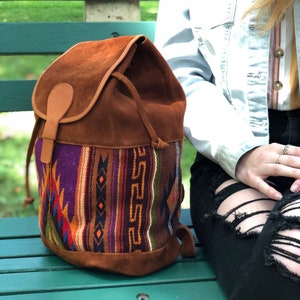 KARA | Leather + Tapestry Backpack, Handcrafted - Etsy