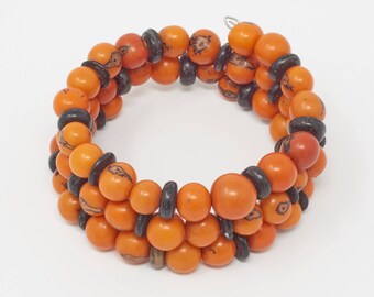 Pulsera KIMSA / Acai + Coco Triple Coil, hecha a mano y vegana