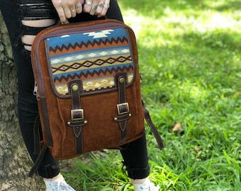 KARA / Mochila Piel + Tapiz, Artesanal