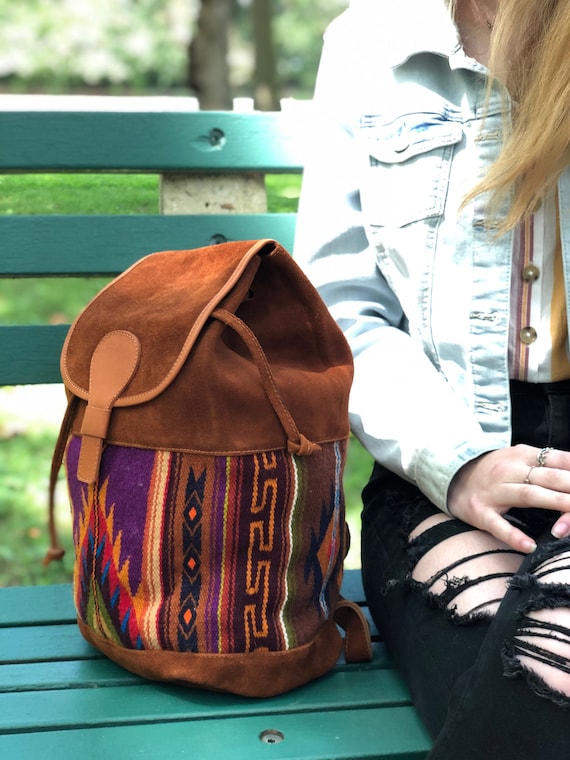KARA Leather Tapestry Backpack Handcrafted Etsy