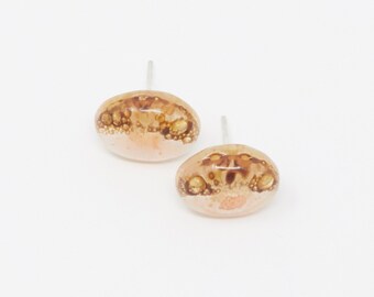 LIRPO, Pendientes de botón de vidrio fundido, hechos a mano y aptos para veganos