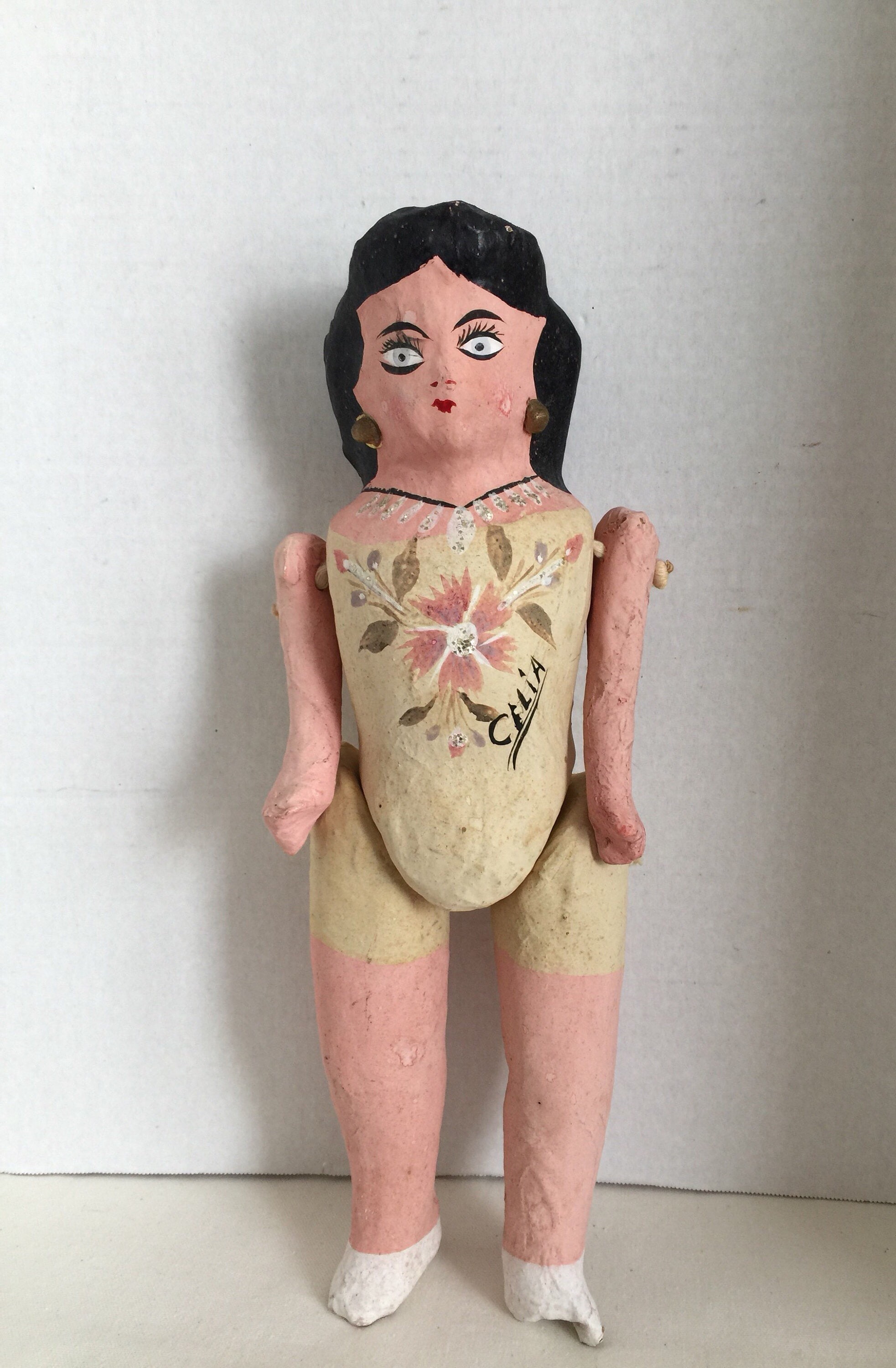 Lupita Arte Popular Mexicano Papel Mache Muneca Pintada a Mano Rosa Articulada Celia Etsy Mexico