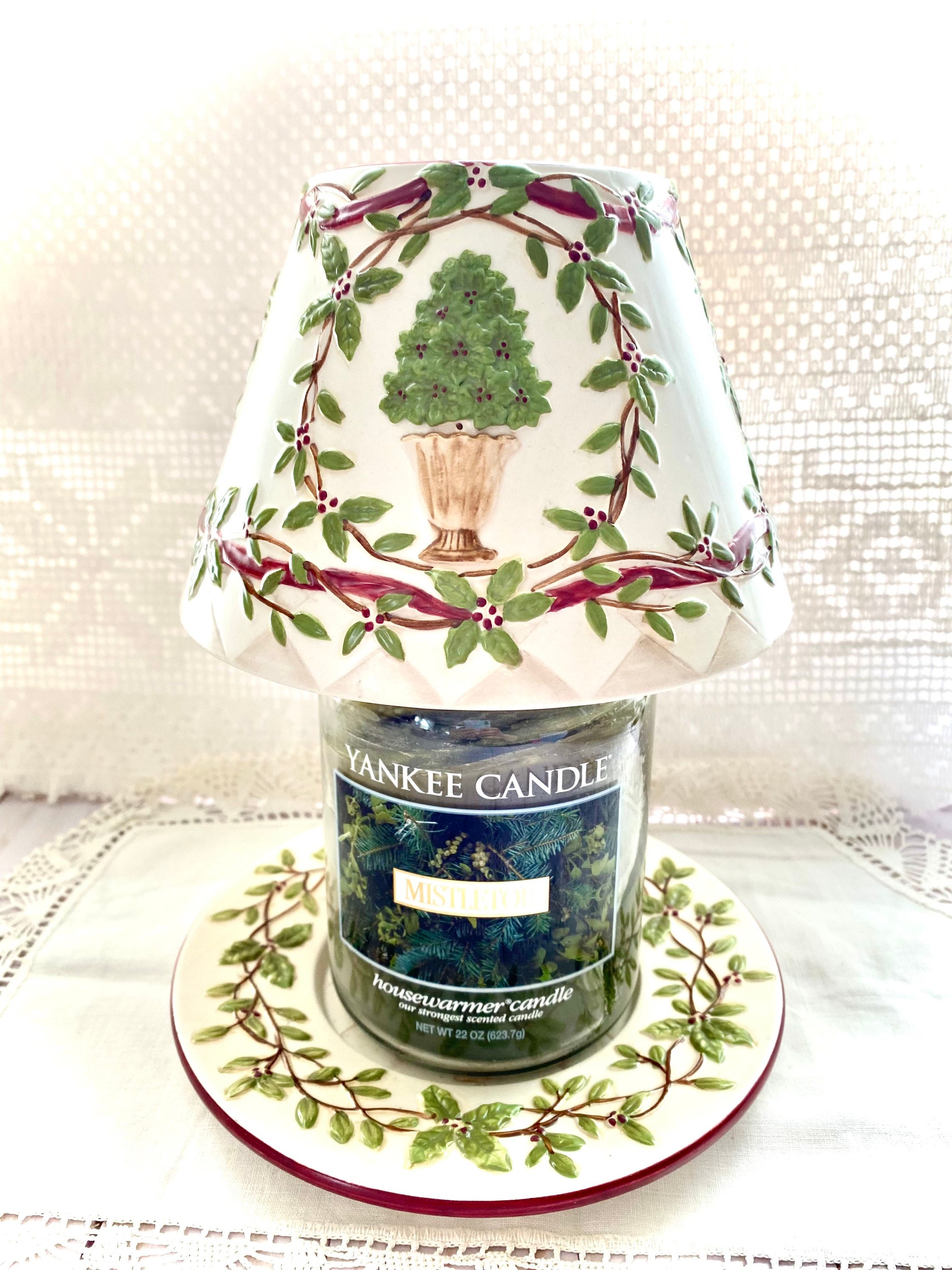 Yankee Candle Large Shade & Dish Topiary Design Holly Leaf