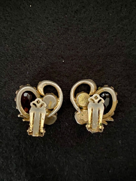 Regency Earrings Gold Tone Aurore Borealis & Amet… - image 8
