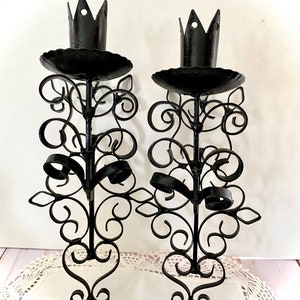 Wall Candle Sconces Set of 2 Black Metal Scroll Design