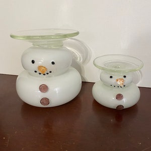 Snow Men Blown Glass Foreside Chunky Candle Holders