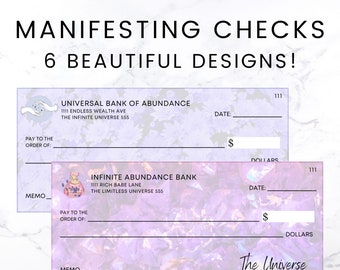 Printable Manifesting Abundance Checks | Law of Attraction, Goal Setting, Vision Board | PDF