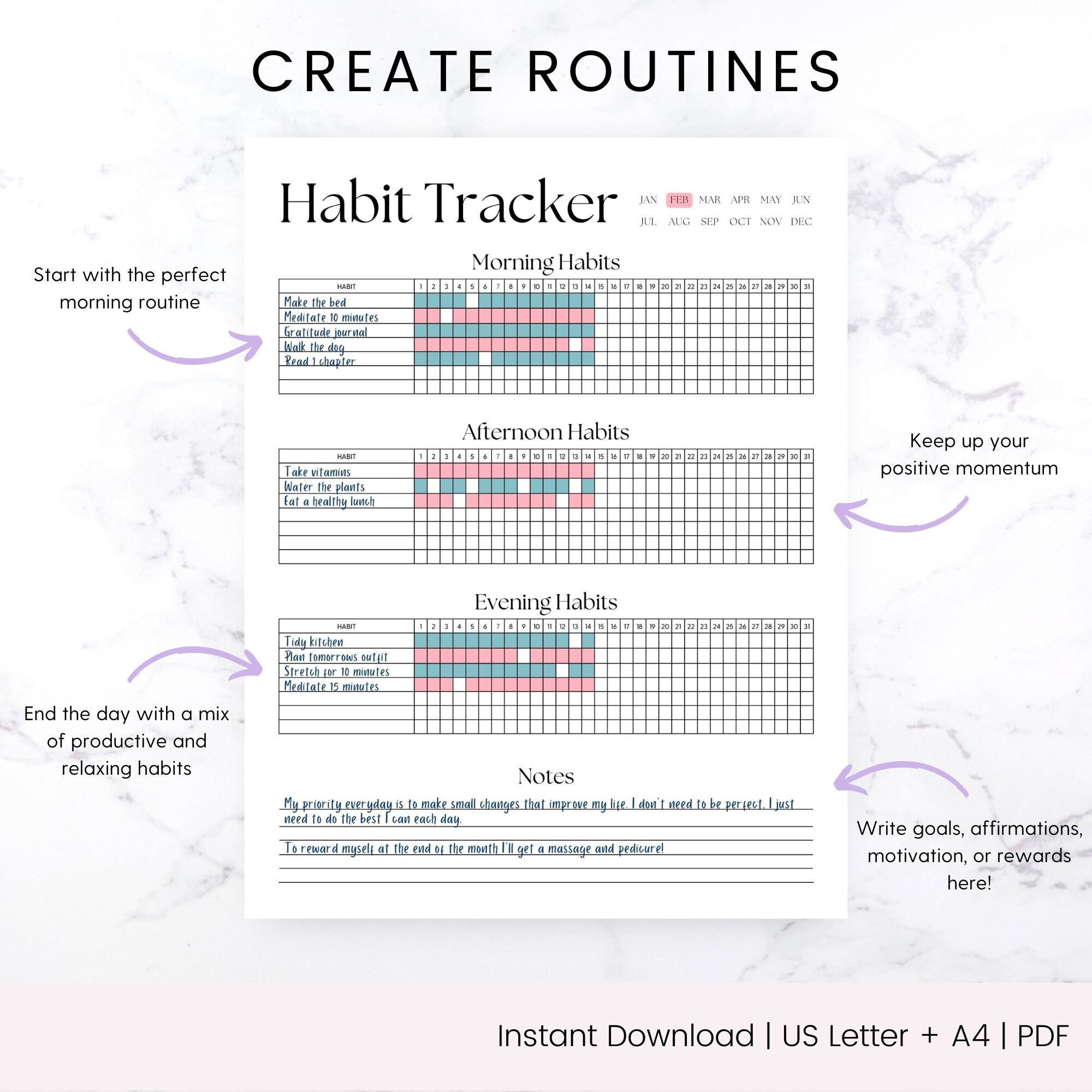 Buy Printable Habit Tracker, Routine Tracker, Daily Habt Tracker ...