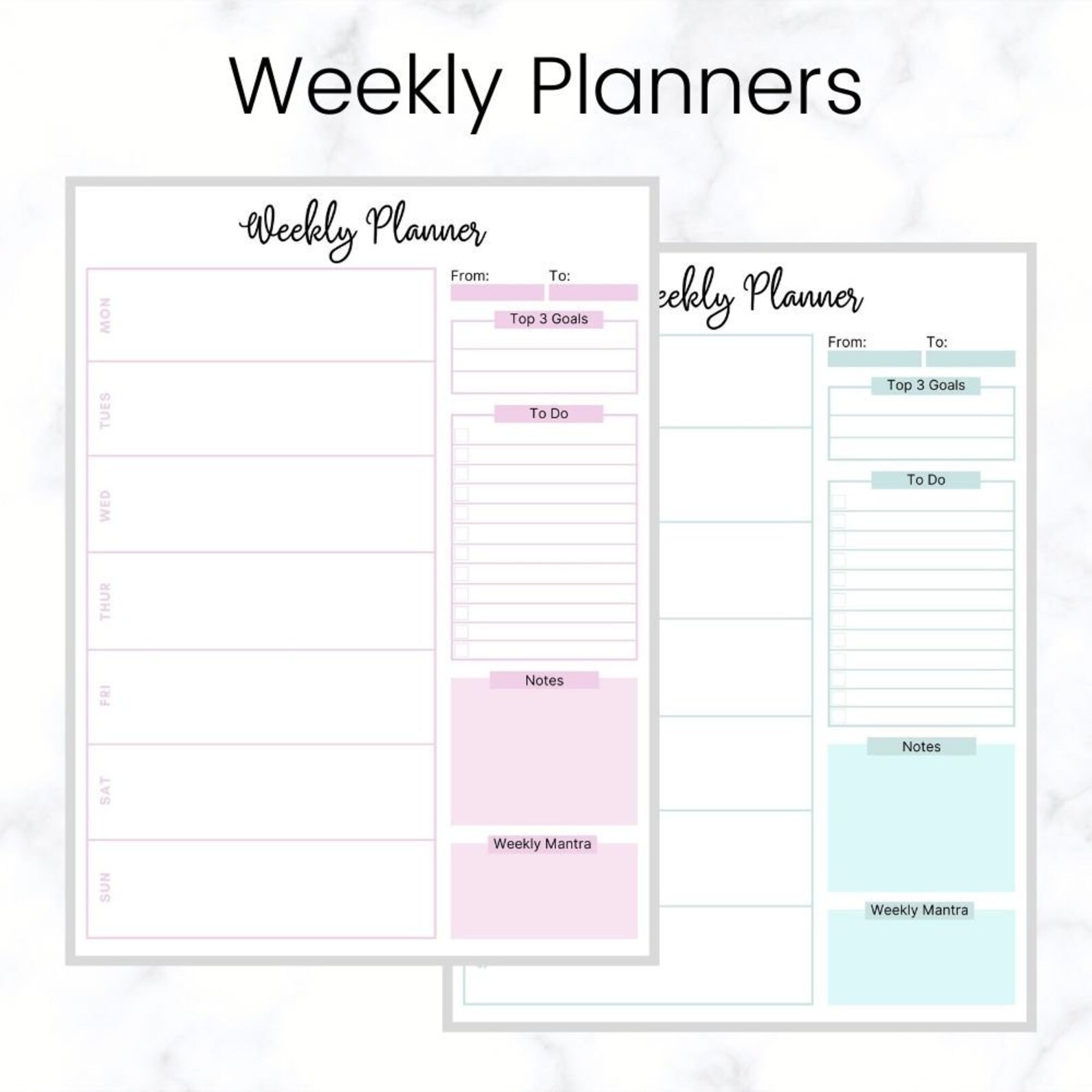 Weekly Planner Printable / 2 Colors Lilac & Blue / Instant Download ...
