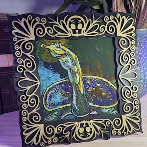Florida Softshell Turtle Art Print | Hand Illustrated Reptile Wall Art | Scraped Acrylic Mixed Media | 6x6