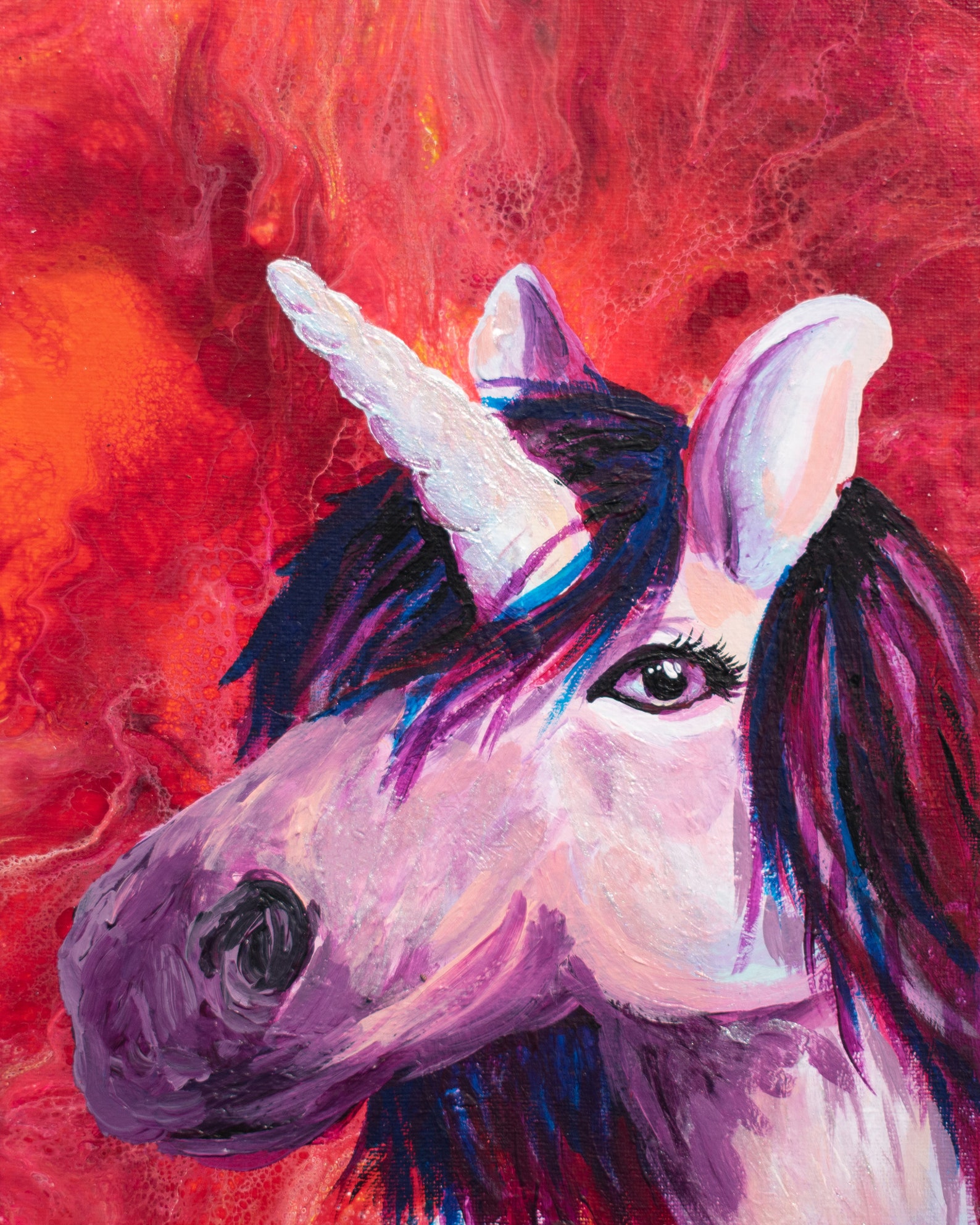 8x10 Unicorn Painting With Abstract Background Print Etsy