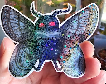 Baby Mothman Holographic Sticker | Cryptid Vinyl Decal, Paranormal Art