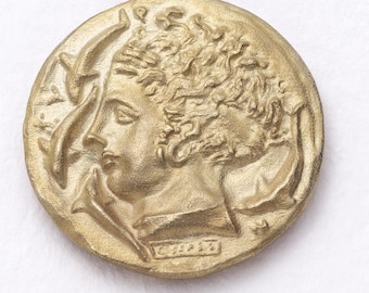 Arethusa, Solid 18ct Gold Dolphin & Horse Ancient Greek Coin Pendant