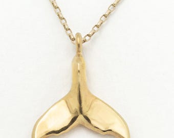 18K Gold Mermaid Tail Pendant with Diamond-Cut Belcher Chain – Ocean Jewelry