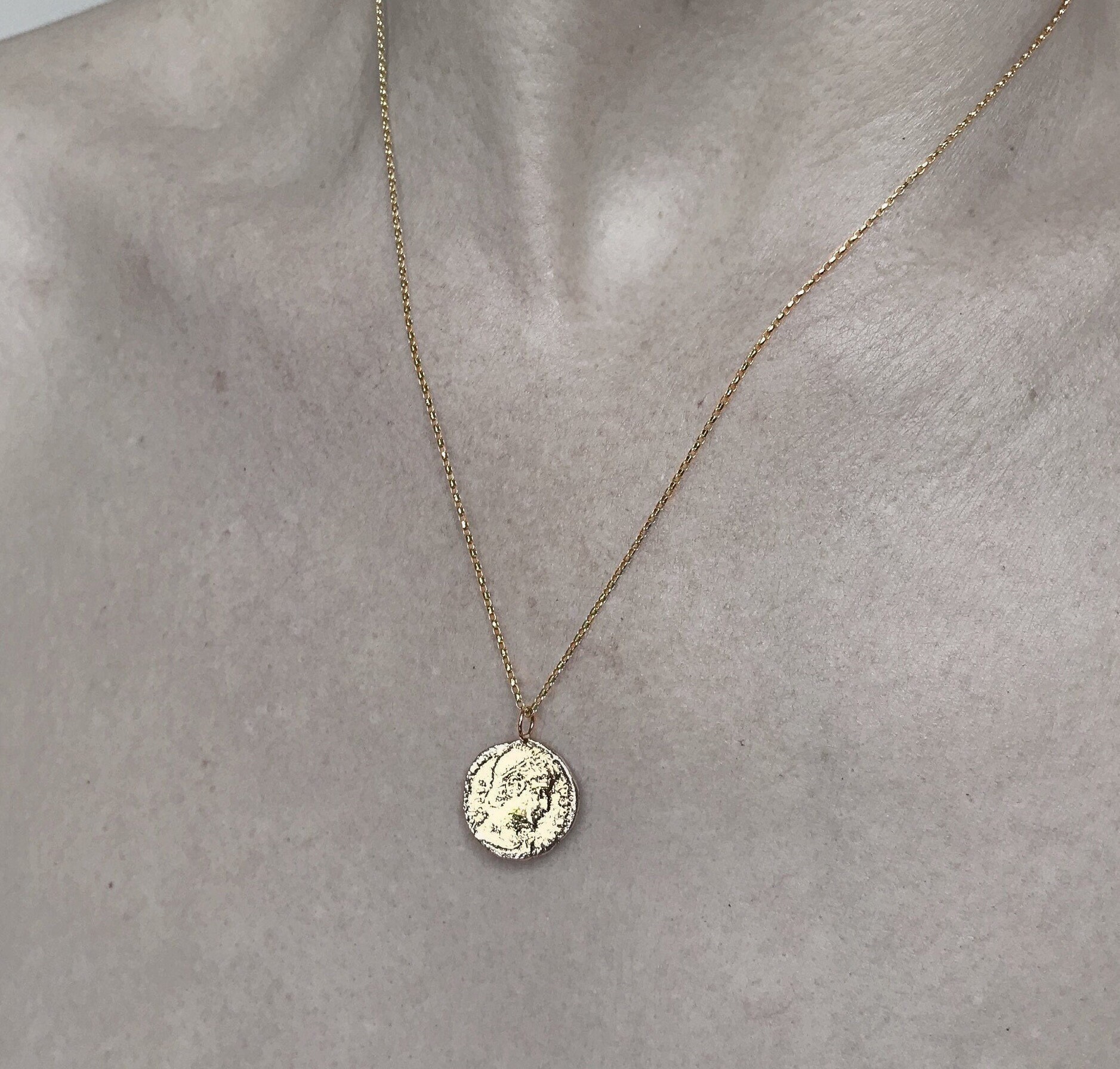 9ct Solid Gold Coin Charm Necklace 